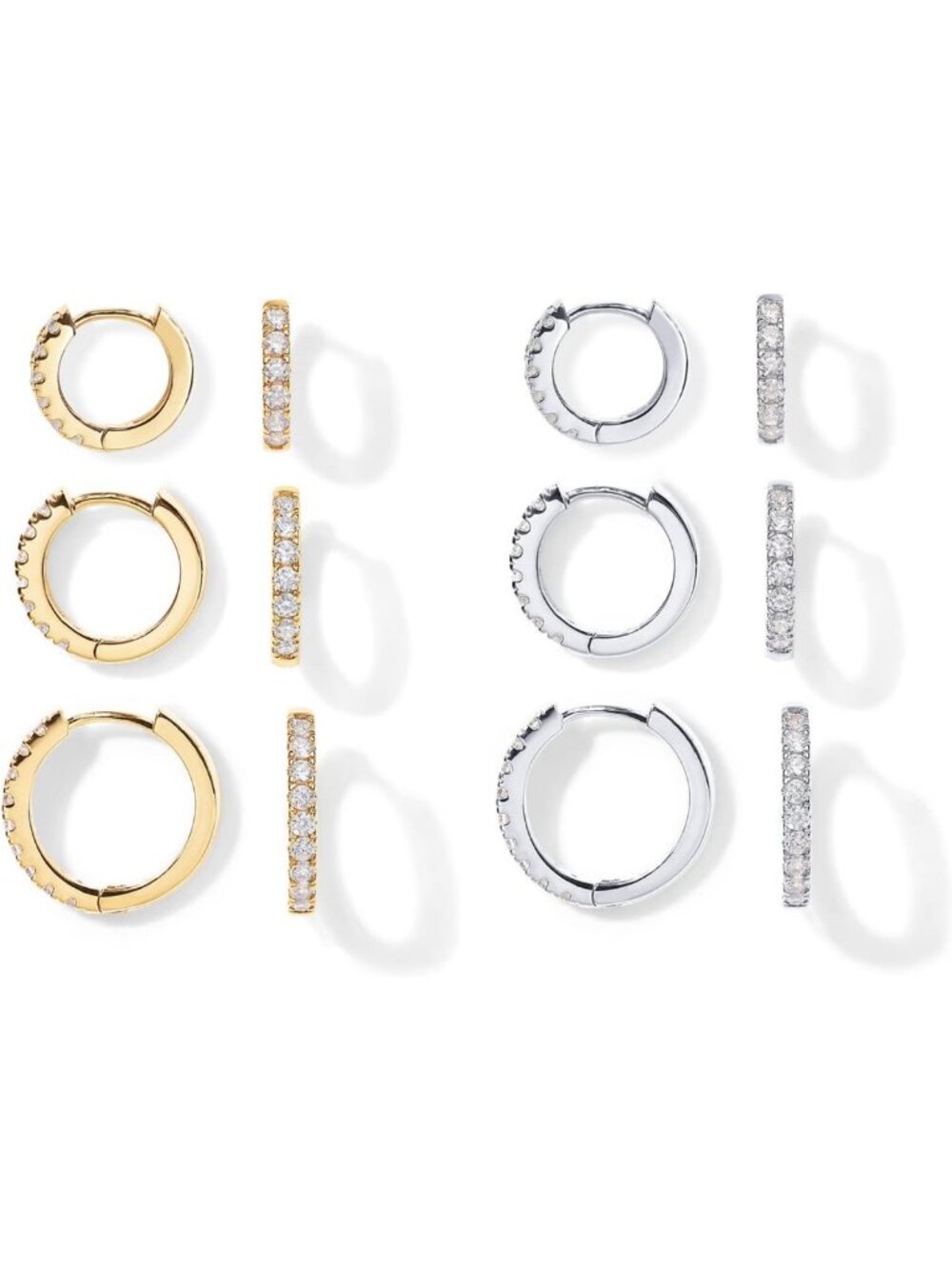 Chic Gold Huggie Earrings for Women, 14K Gold Plated, Sparkling CZ - Set of 3